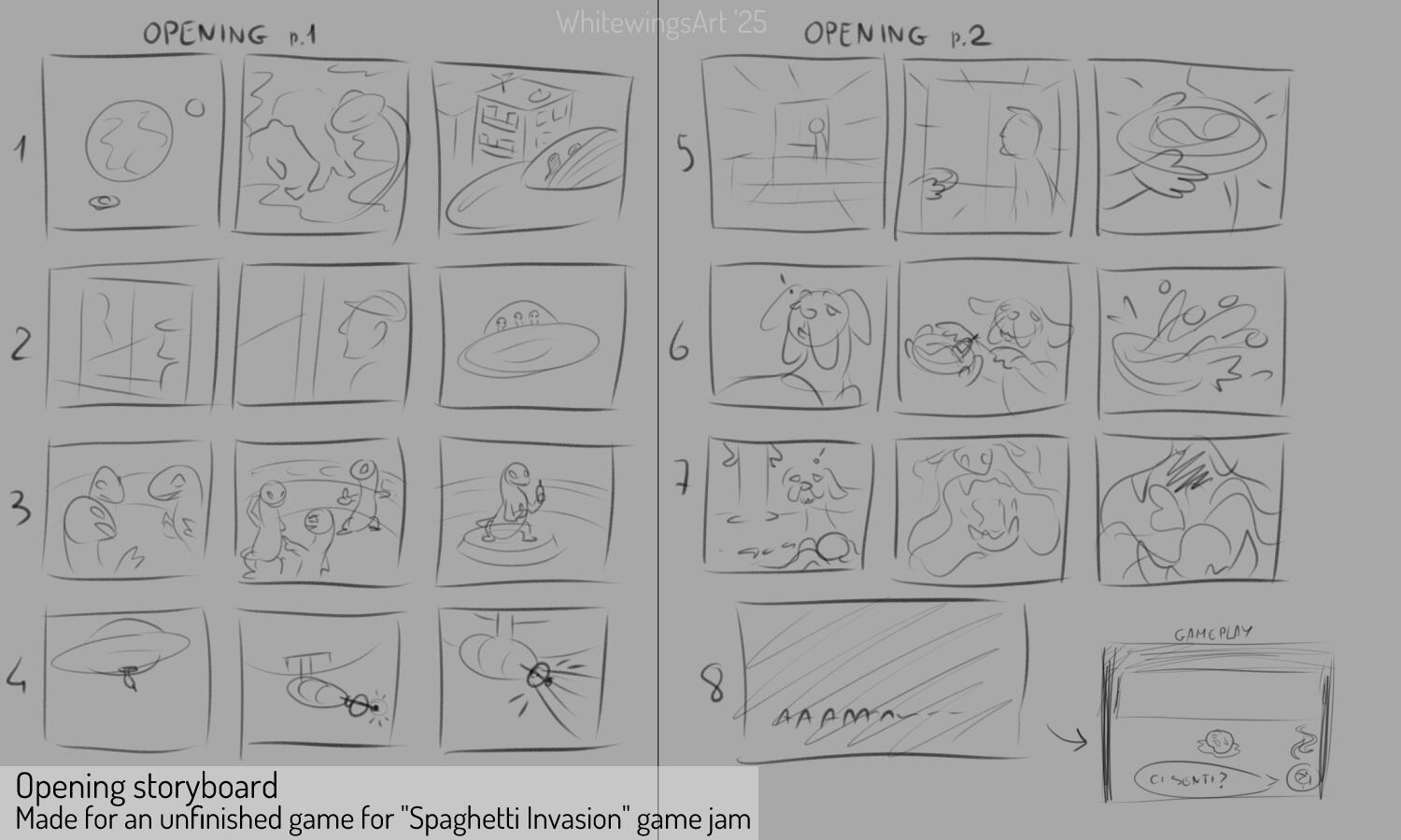 Opening storyboard from unfinished game