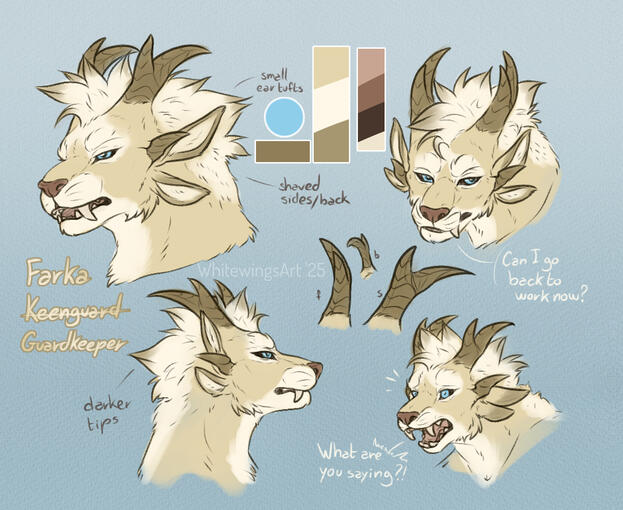 Color Sketchpage - 4 portraits, doodles for horns